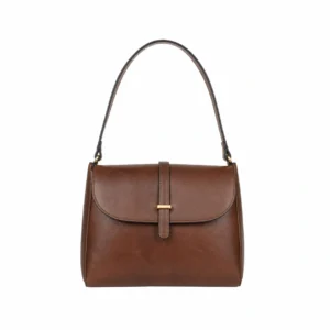 High-End N Women's Brown Faux Leather Flap Shoulder Handbag