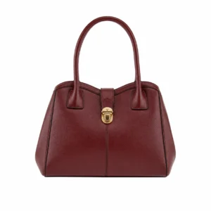 High-End N Women's Burgundy Faux Leather Satchel Handbag
